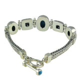 HSN Sterling Silver Oval Shape Blue Turquoise Link 8" Bracelet