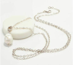 Honora Cultured Pearl White Ming 36" Necklace Sterling Silver