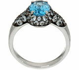 2.20 cttw Blue Topaz Oval Gemstone Sterling Silver Pave' Ring 9 QVC