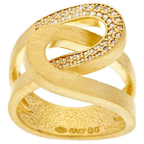 QVC Vicenza Crystal 18K Yellow Gold-Plated Sterling Interlocking Ring Size 5 - Yellow Gold