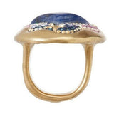 QVC Orit Schatzman 14K Gold Plated Sterling Sodalite Oval Ring Size 8