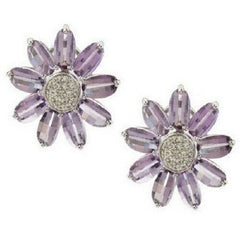 QVC Sterling Silver 7.90 cttw Purple Amethyst & Clear Topaz Flower Earrings
