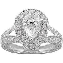 QVC Epiphany Diamonique 2.25 ct Pear-Shaped Solitaire Ring Size 6