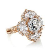 HSN Jean Dousset Diamond Simulant Sterling Silver Flower Ring Size 8