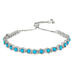 QVC Sleeping Beauty Turquoise Station Sterling Silver Adjustable Bracelet