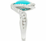 Sleeping Beauty Turquoise cabochon 14K Gold On Sterling Ladies Ring 5 QVC