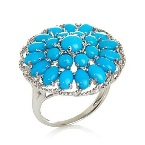 HSN Heritage Gems Sleeping Beauty Sterling Turquoise Signature Ring 9