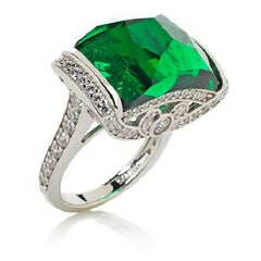 HSN Jean Dousset 9.14ct Absolute Simulated Emerald Dome Ring 10