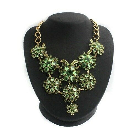 HSN Roberto by RFM Green Stone Floral 18" Necklace