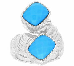 Judith Ripka Sterling Turquoise Bypass Ring SZ -6