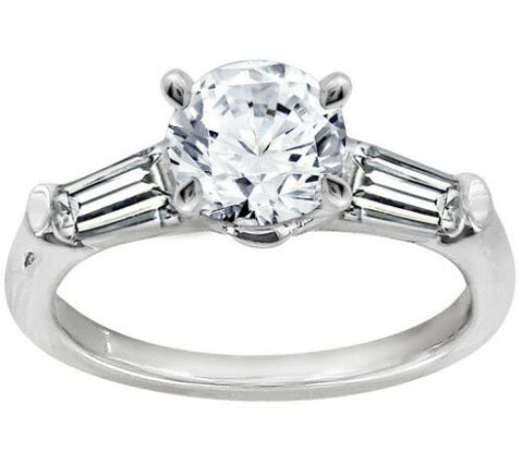 1.5 Ct Diamonique Round Baguette Epiphany 14K Gold On Sterling Bridal Ring 7 QVC
