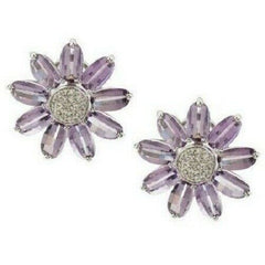 QVC Flower Sterling Silver 7.90 ct tw Gemstone & White Topaz Earrings