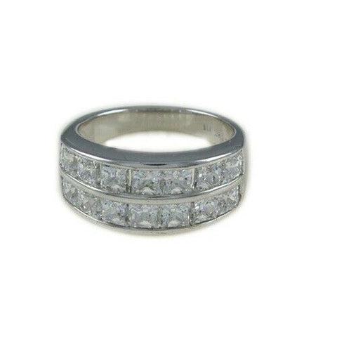 HSN Absolute Sterling Silver Princess Cut Cubic Zirconia Band Ring Size 6