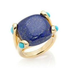 HSN Rarities Blue Lapis & Turquoise Accents Sterling Silver Fashion Ring