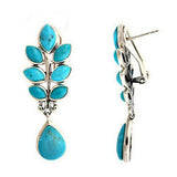Sterling Silver Turquoise Leaf Design Dangle Earring