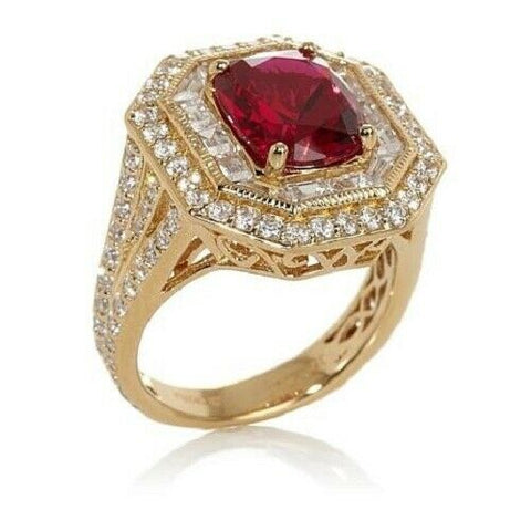 HSN Jean Dousset 7.7ct Absolute Ruby Octagon Shape Milgrain Ring Size 6