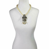 Heidi Daus Regal Eagle Pendant/Pin White Pearl Beaded Necklace Vintage HSN