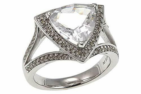 Colleen Lopez 14K Gold Over Sterling Silver Trilliant Gem and Diamond Ring SZ-6