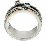QVC Or Paz Sterling Silver &14K Gold Multi-Gemstone Spinner Ring Ring Sz-6