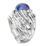 QVC Hagit Sterling Cultured Freshwater Pearl Nest Textured Ring Size 9