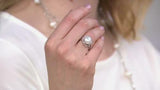 Honora Cultured Pearl & White Topaz Sterling Silver Ring 7 QVC
