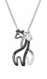 0.09 Ct Round Cut Black and White Natural Diamond Giraffe Necklace