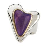 QVC RLM Studio Ring Bras Purple Agate Bezel Set Sterling Heart Size 5