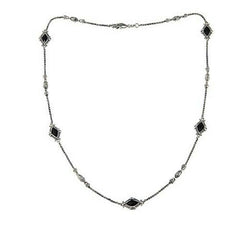 Bali Designs Robert Black Spinel Marquise Station SS 22" Necklace
