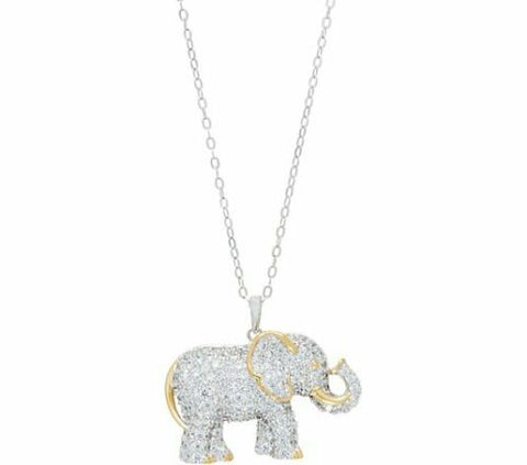 TOVA for Diamonique 3.30 cttw Elephant Pendant w/Chain Sterling QVC
