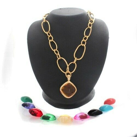 QVC Joan Rivers Goldtone Chic Links 10 Color Changeable Necklace