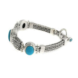 QVC Toggle Oval Turquoise Sterling 7-1/4" Graduated Bracelet
