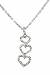 0.25cttw White Diamond 3 Heart Journey Necklace Sterling Silver