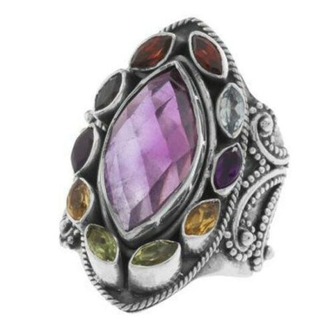 QVC Artisan Crafted Sterling 7.50 ct tw Multi-Gemstone Ring Size 6
