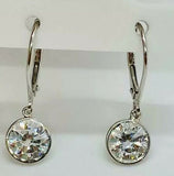 3.00 cttw Diamonique 14K Solid White Gold Round Leverback Earrings QVC - White Gold