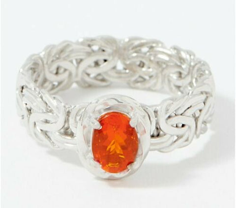 4/10 Ct Fire Opal 14K Filled Sterling silver Byzantine Exotic Gemstone Ring