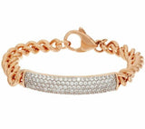 QVC 18k Gold Over Pave'Crystal ID Curb Link 6-3/4" Bracelet by Italia