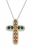 Colleen Lopez 14K Gold Over Silver Citrine and Chrome Diopside Cross Necklace