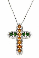 Colleen Lopez 14K Gold Over Silver Citrine and Chrome Diopside Cross Necklace