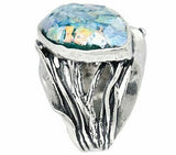 Or Paz Sterling Silver Roman Glass Bold Ring Ring SZ-8 QVC