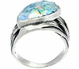 Or Paz Sterling Silver Roman Glass Bold Ring Ring SZ-8 QVC