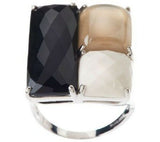 QVC Bold Black and White Multi-Gemstone Sterling Ring Size 5