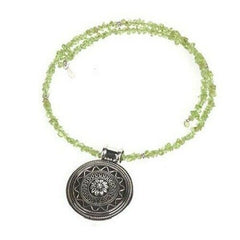 QVC Artisan Crafted Sterling Silver Medallion Peridot Coils Necklace