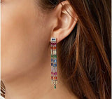 Diamonique 6.40 cttw Rainbow Pride LGBT Dangle Earrings Sterling Silver QVC