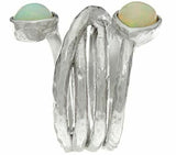 Made In Italy Silver Opal Textured Bypass Ladies Ring, Sterling SZ-7 QVC