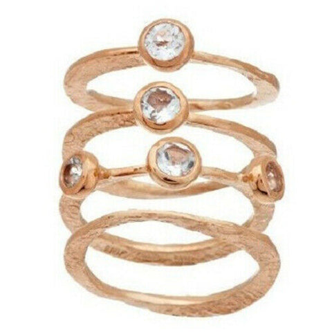 QVC Vicenza White Topaz Silver Sterling Set of 4 Stack Rings Size 6