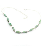 QVC Sterling Silver Green Turquoise & Liquid Silver Station 18" Necklace
