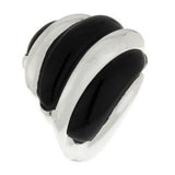 QVC Black Onyx Sterling Polished Waved Dome Ring Size 7