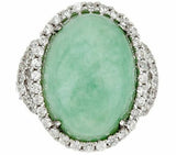 Jade & White Zircon Sterling Silver Ring 0.75 cttw SZ-7 QVC