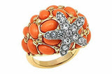 Kenneth Jay Lane" Beach Treasure Starfish Goldtone Peach Ring Size 5