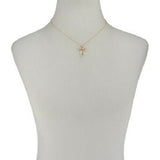 14K Yellow Gold Ladies Natural Diamond Accent Looped Cross Necklace - Yellow Gold
